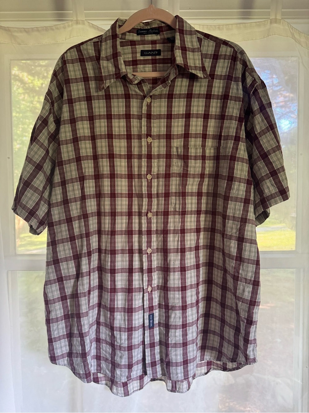 Gant Heritage Twill Short-Sleeve 100% Cotton Plaid Button Down Shirt